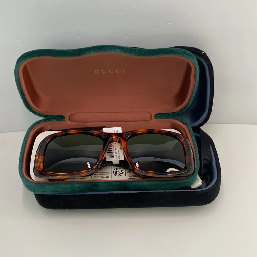 New Authentic Gucci GG1080S 003 Eyewear Rectangular Frame Sunglasses